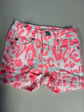 Hudson Jeans Neon Pink Leopard Print Denim Shorts